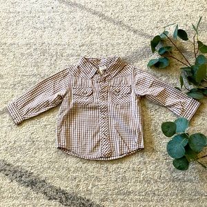 •OLD NAVY• 12-18 Months • Brown Plaid Dress Shirt